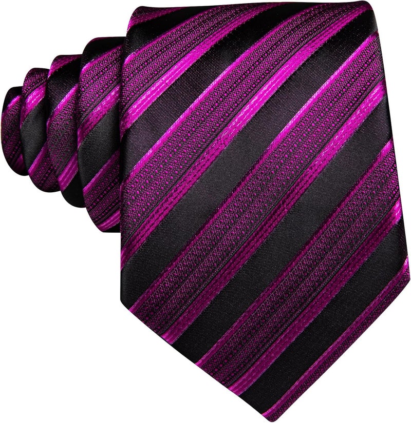 Barry.Wang Store Tie Sets for Men Silk Stripe Necktie Woven Checkered Handkerchief Cufflinks Formal Business Wedding - Image 4